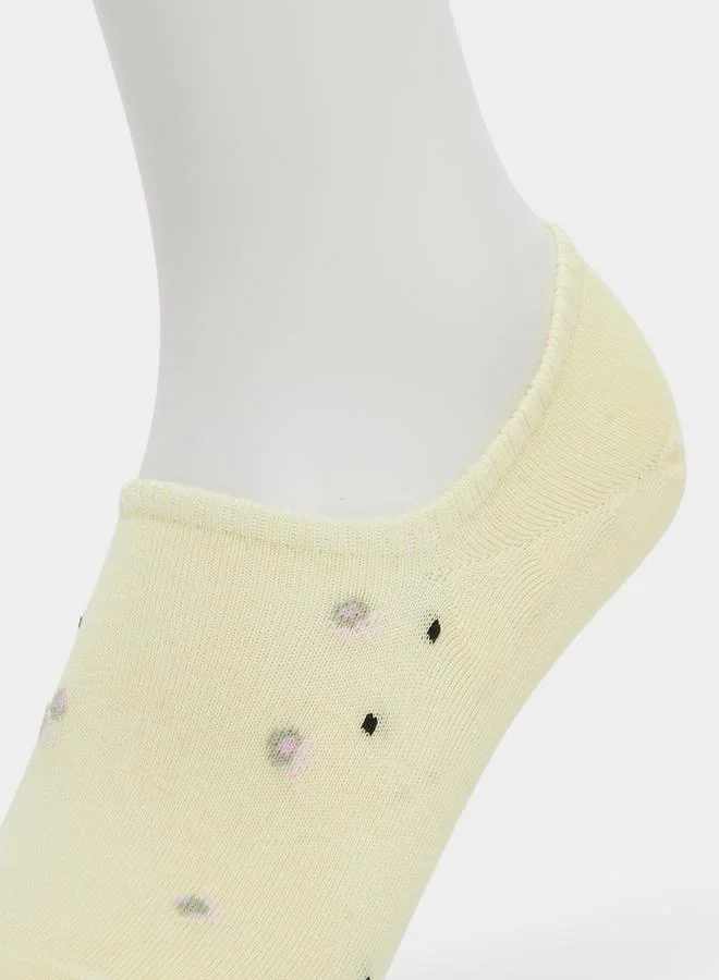 Styli Pack of 3 - Floral and Bow Print No Show Socks